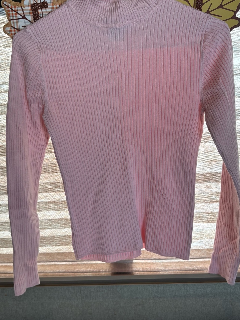 Women's Slim Ribbed Long-Sleeve Crewneck Top - Light Pink